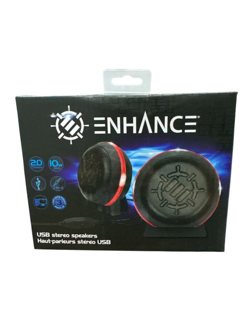 Enhance USB Stereo Speakers With LED Accents & Rubberized Housing 10W RMS Power